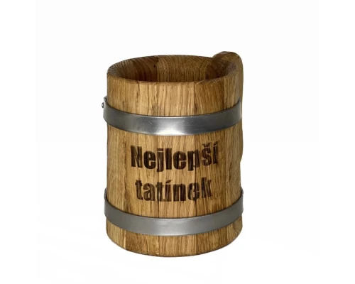 Drewniany kubek 0,5 l z czeskim napisem - dla najlepszego ojca